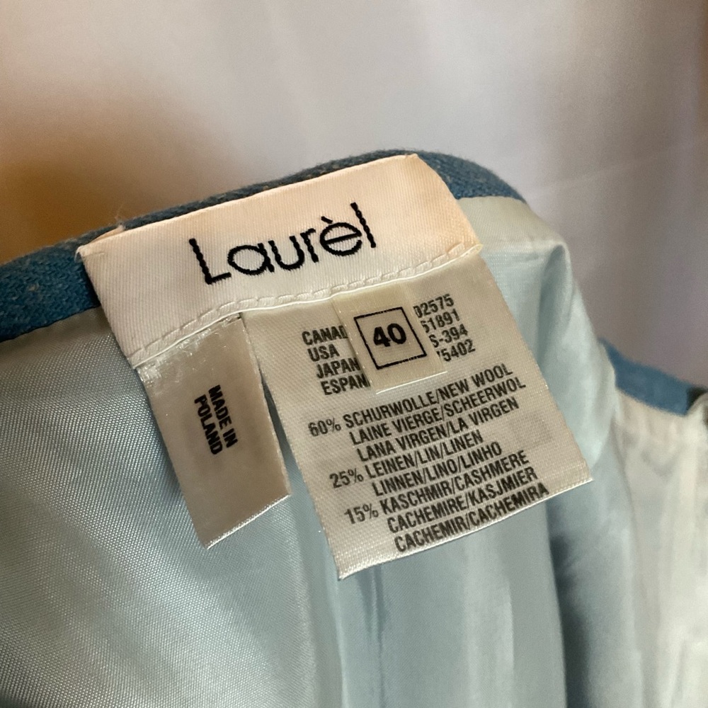 ​Laurèl Escada Cashmere Linen Wool Blend Skirt Suit Blue 40 10 - Picture 4 of 9
